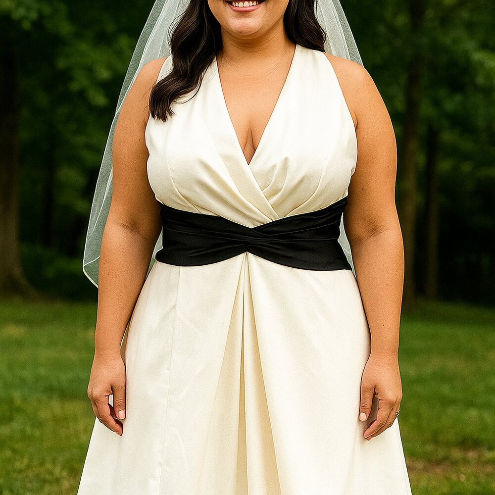 Vintage Nicole Miller Ivory & Black Full Skirt Gown - Size 10, Sleeveless 923